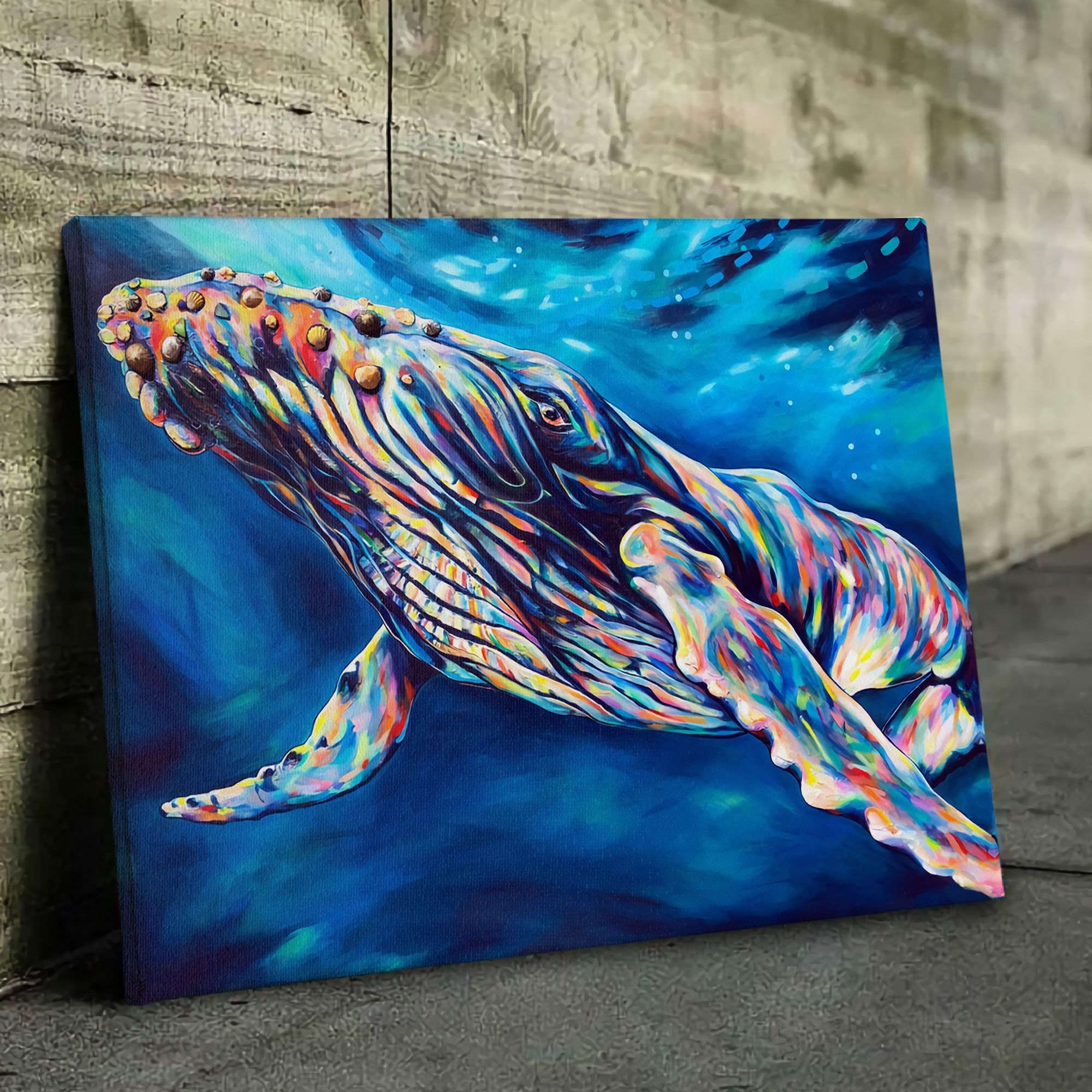 Rainbow Whale Poster & Canvas