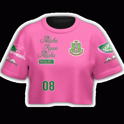 Alpha Kappa Alpha Sorority Inc 1908 Emblem Pink Crop Top T Shirt