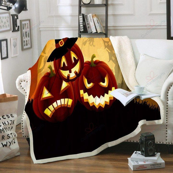 Halloween Pumpkin Sherpa Fleece Blanket Ibcw Bubl