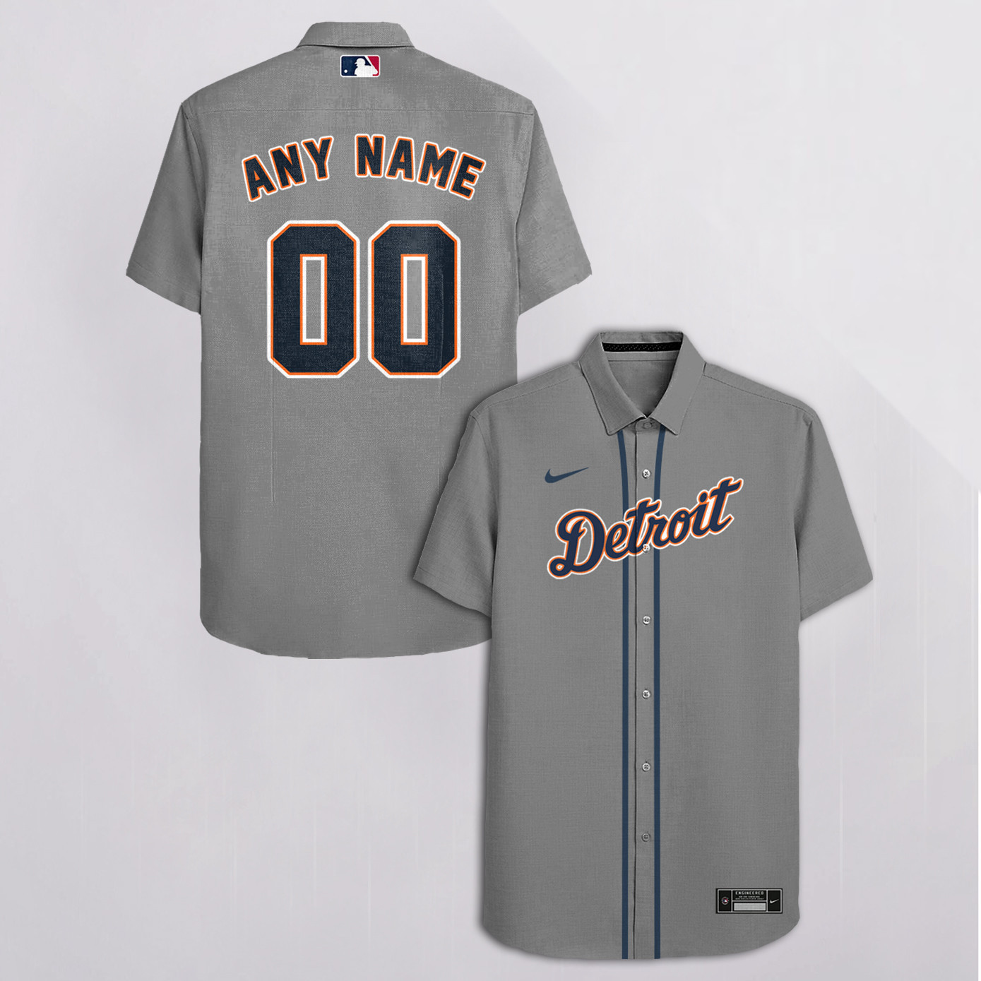 Personalized Detroit Tigers All Over Print 3D Hawaiian Shirt – Gray Gift For Fans-Tph