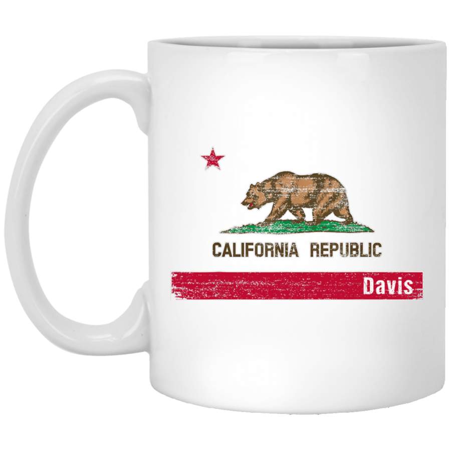 Davis California distressed Flag vintage White Mug