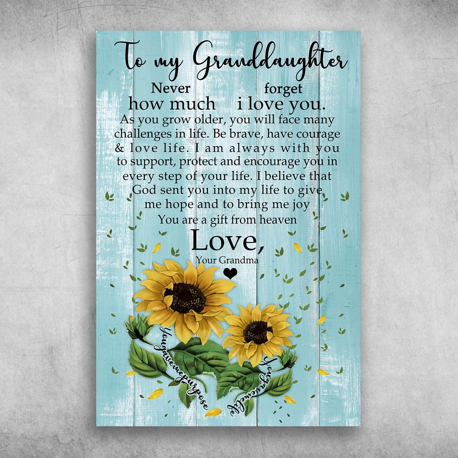 To My Granddaughter Never Forget How Much I Love You Your Grandma Canvas Christmas Gift Ideas