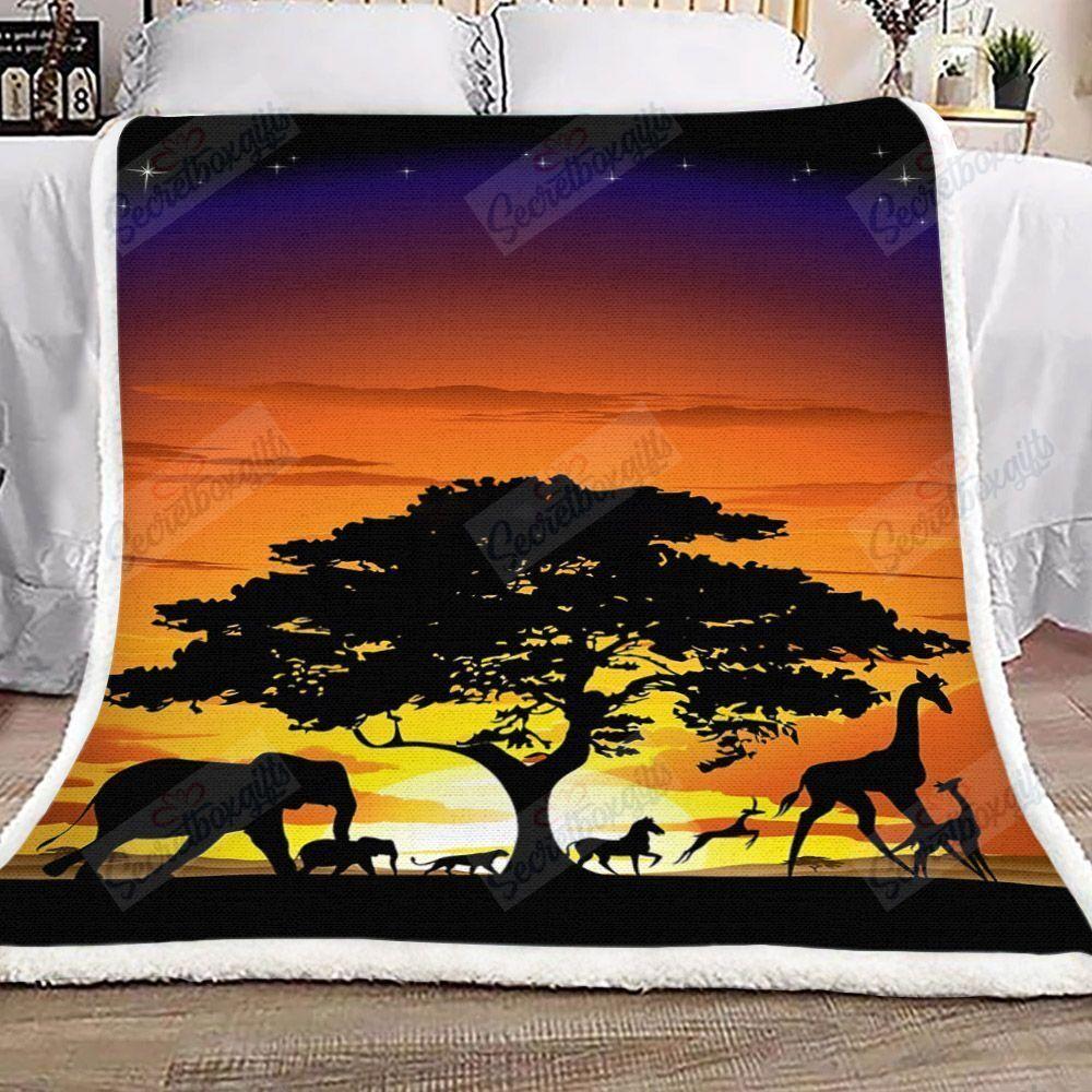 African Wild Animals Sunset Safari Gs-Kl1805Tl Fleece Blanket