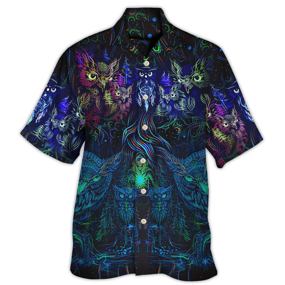 Owl And Witch Darkness Colorful Hawaii Shirt Ha46995