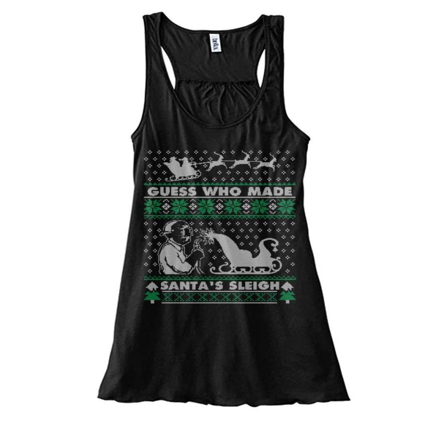 Ugly Christmas Welder Shirt Funny Xmas Ladies Flowy Tank