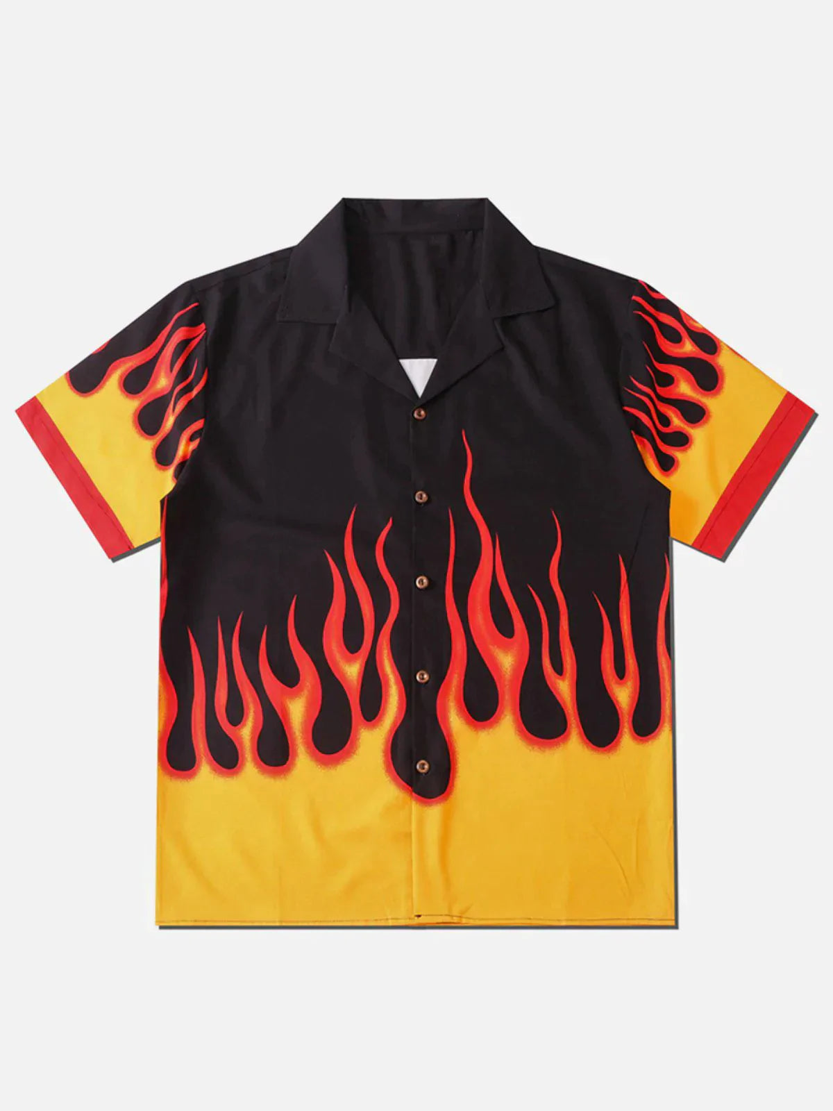 Talishko™ – Patchwork Flame Print Short Sleeve Shirt