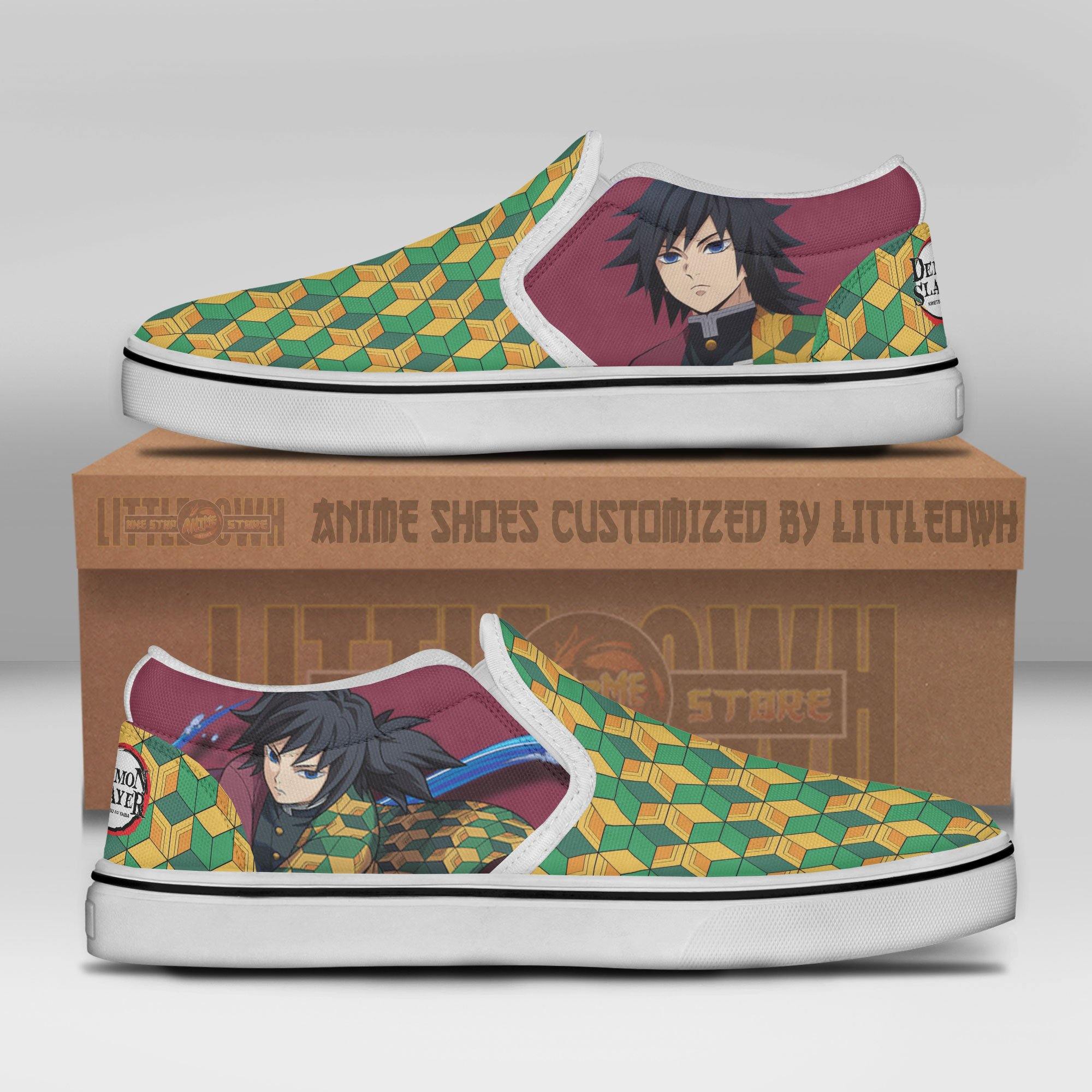 Giyuu Tomioka Custom Demon Slayers Shoes Anime Sneakers Classic Slip On - Safecheckoutnow Fashion