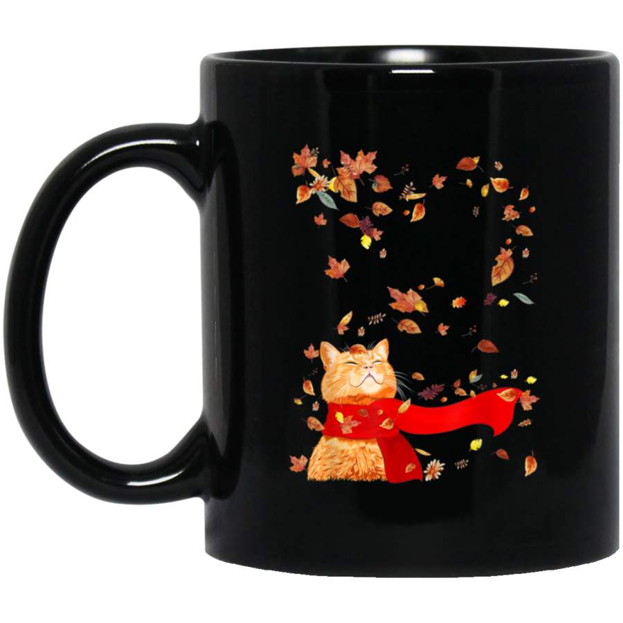 Maple Cat Leaf Fall Hello Autumn Funny Cat Kitten 11 oz Mug