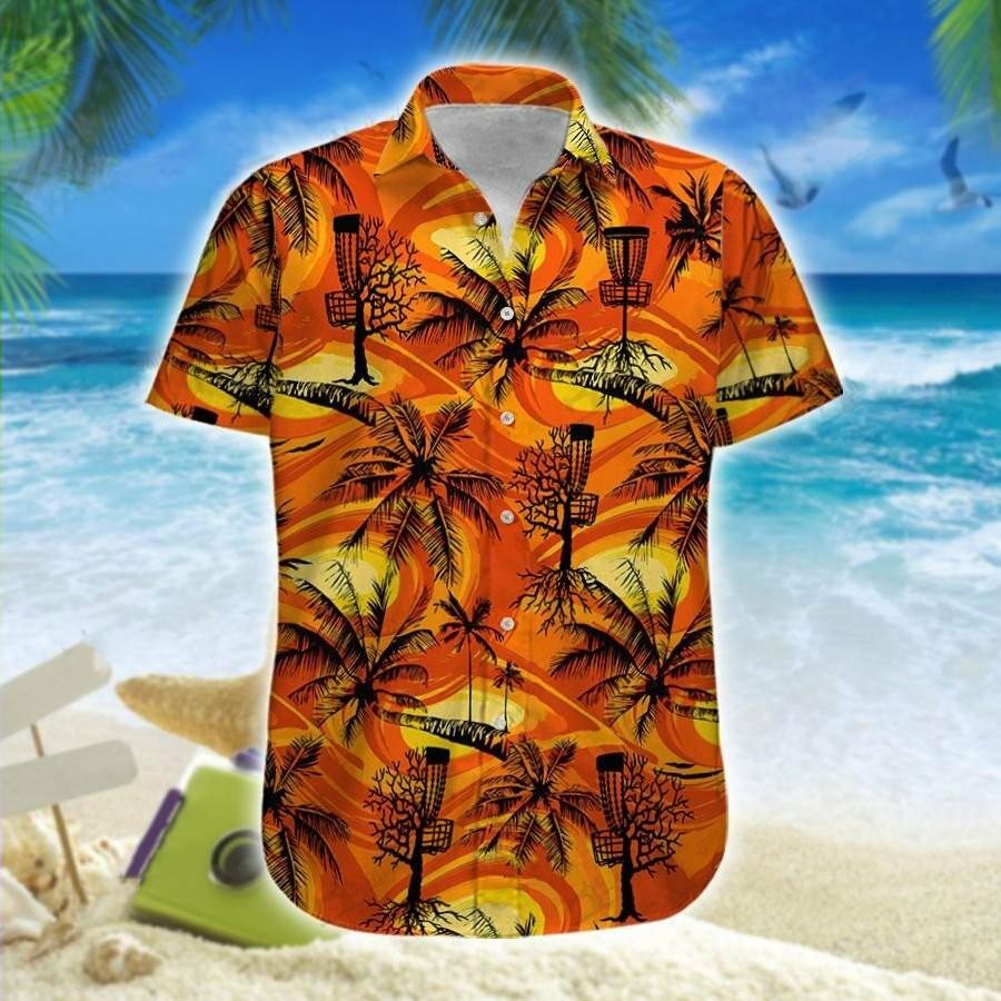 Hawaii Aloha Shirt Made In Disc Golf Palm Tree Ha99770