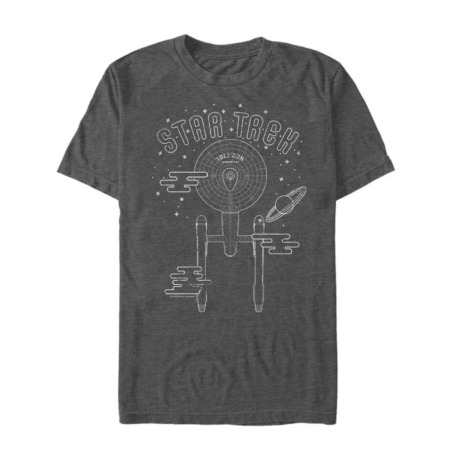 Star Trek Men’s Enterprise Line Art  T Shirt