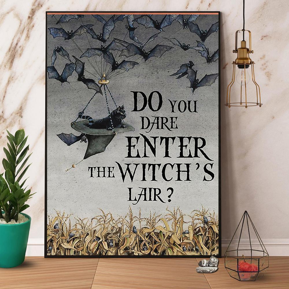 Witch Cat Do You Dare Enter The Witch’S Lair Halloween Gift Paper Poster No Frame  Matte Canvas Wall Decor