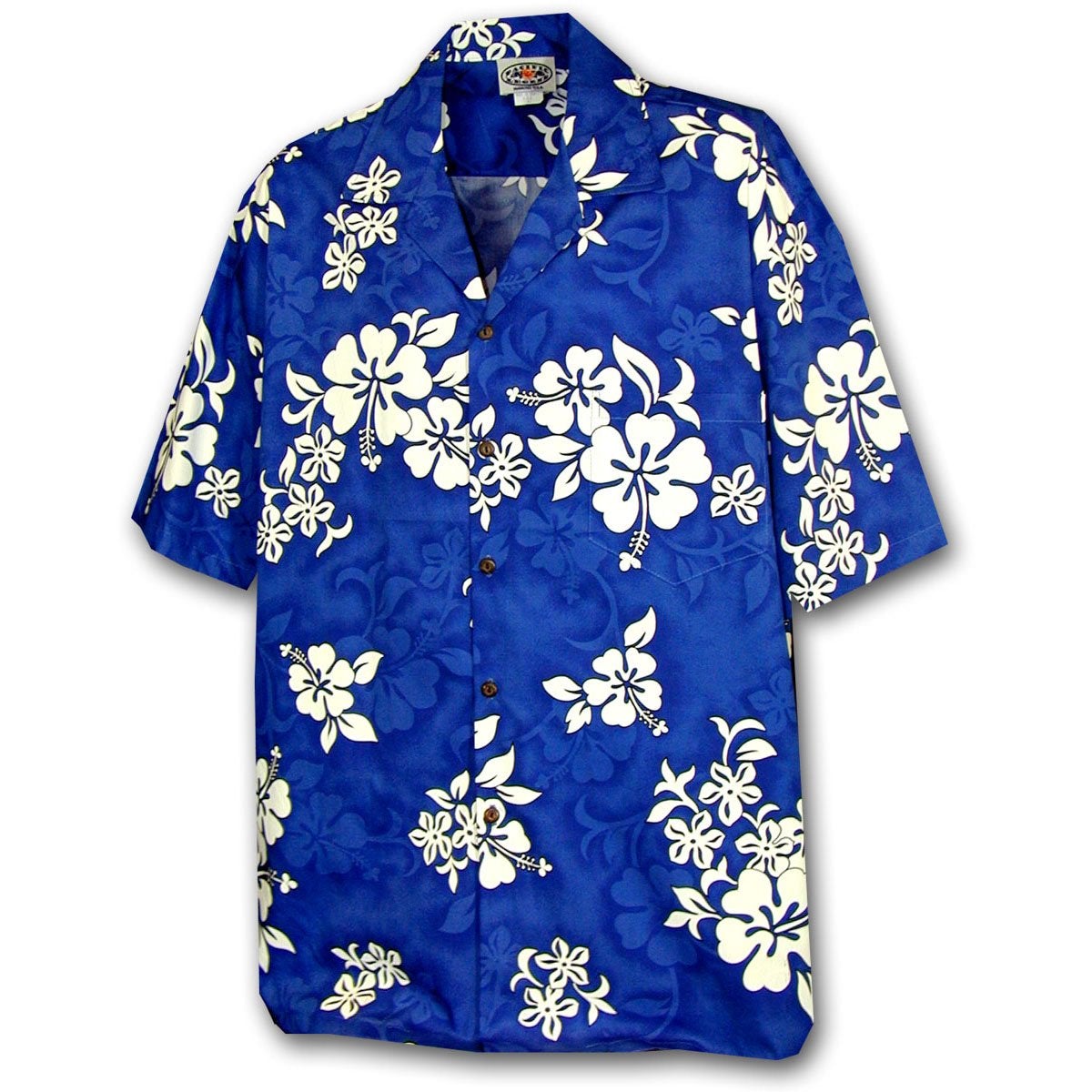 White Flower Blue Hawaii Summer Shirt Ha69733