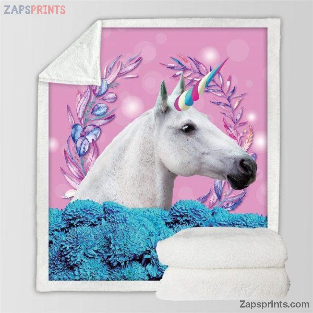 Unicorn White Horse Blanket