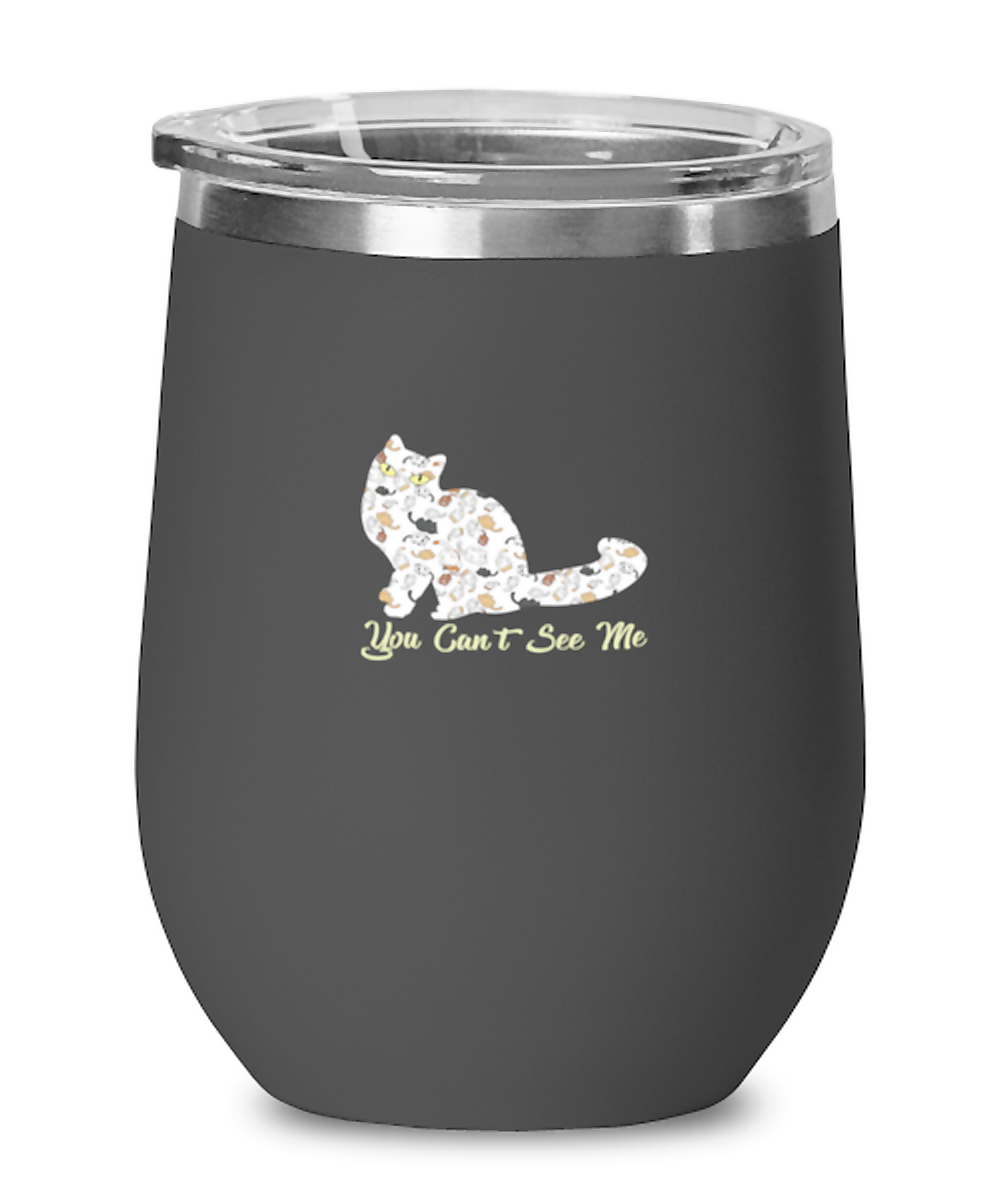 Wine  Tumbler Stainless Steel Insulated  Funny Cat Camouflage You Can’T See Me Kitten