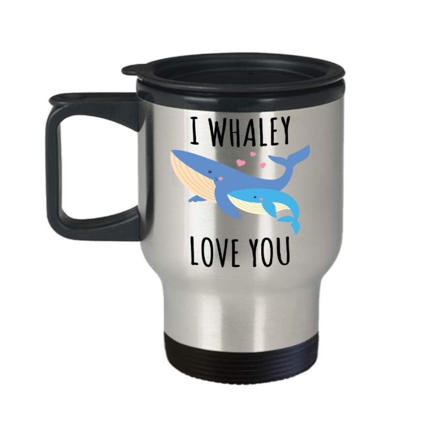 Whale Gifts for Women Men Mug I Whaley Love You Stainless Steel Insulated Travel Coffee Cup