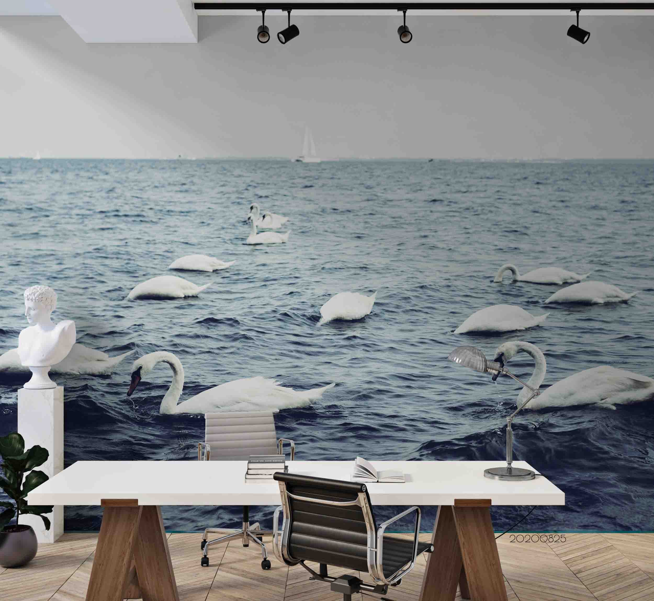 3D Sea Animal White Goose Wall Mural Wallpaper Lqh 50