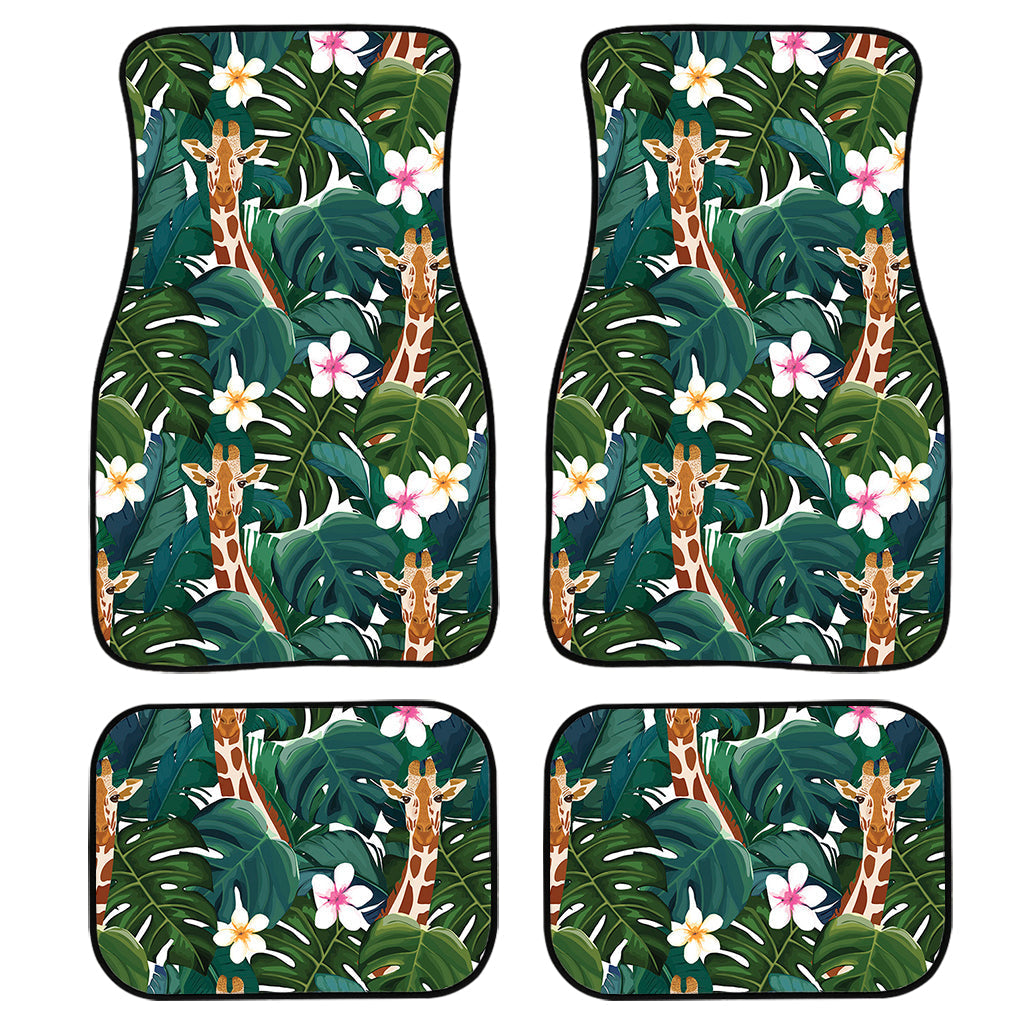 Tropical Giraffe Pattern Print Front And Back Car Floor Mats, Front Car Mat