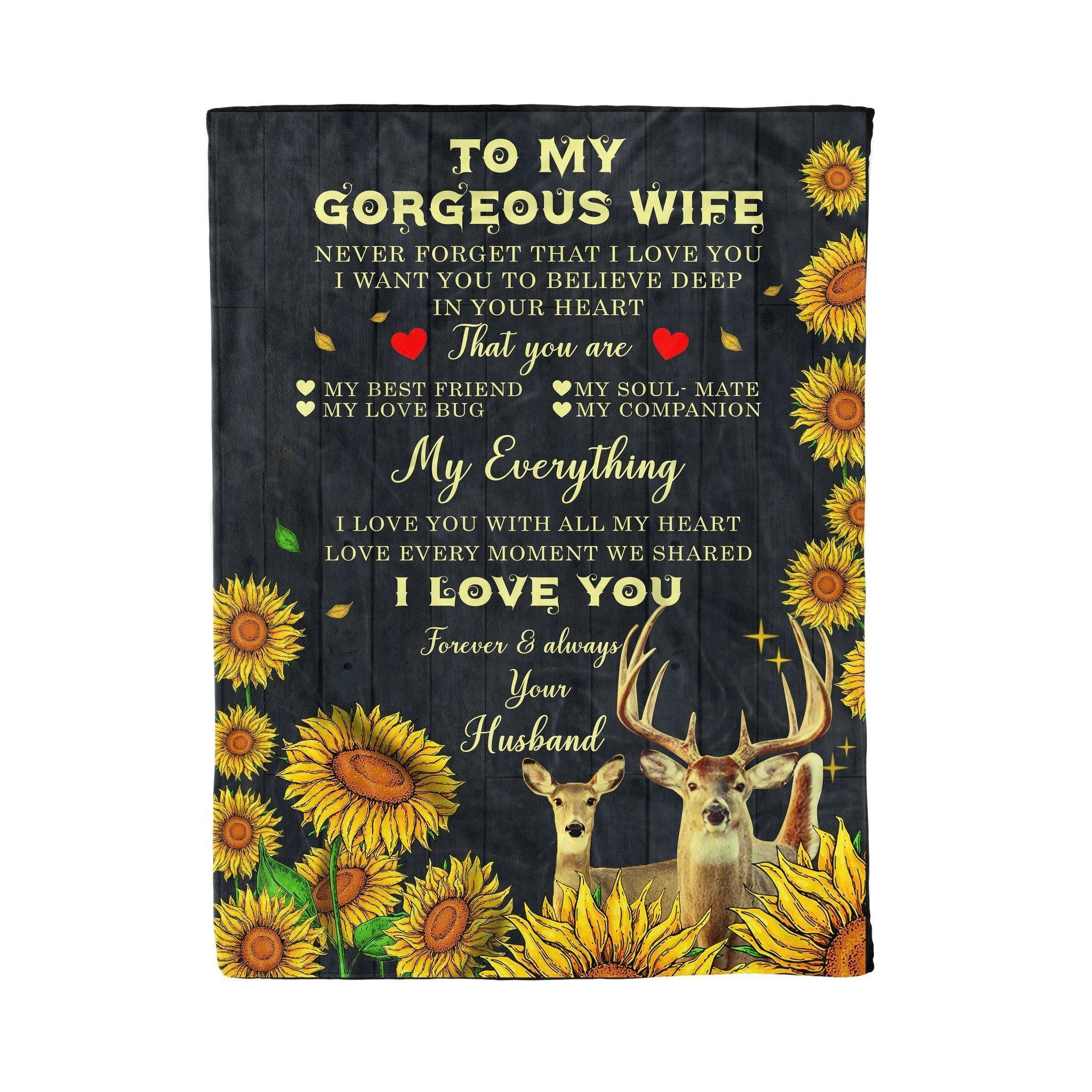 To My Gorgeous Wife – Gift For Wife For Family Unique Gifts Ideas For Home Decor  – Fleece Blanket Sherpa Blanket