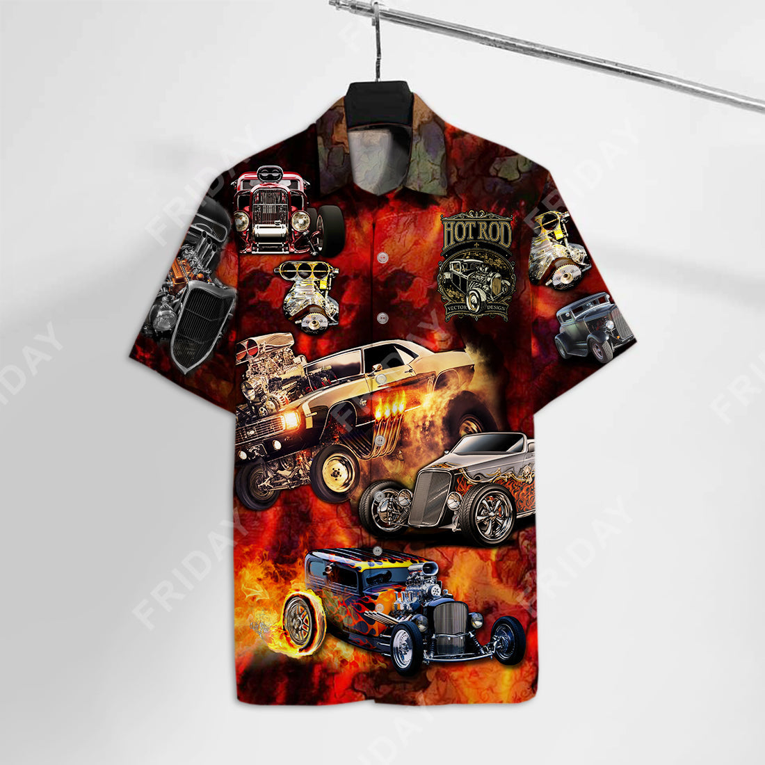 Unifinz Hot Rod Hawaii Shirt Vector Design Logo Burning Fire Aloha 2022 Ha9855