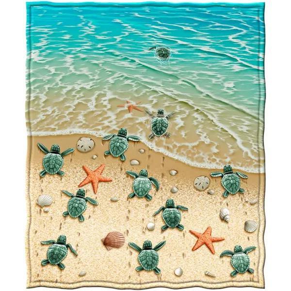 Blanketify To My Children Turtles On The Beach Starfish Creatures Family Fleece Blanket Gift For Kids Birthday Gift Home Decor Bedding Couch Sofa Soft And Comfy Cozy