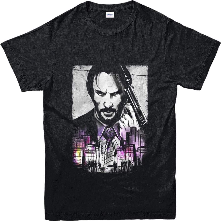 John Wick Keanu Reeves City Poster T-Shirt Men’S Fashion Cotton T Shirt