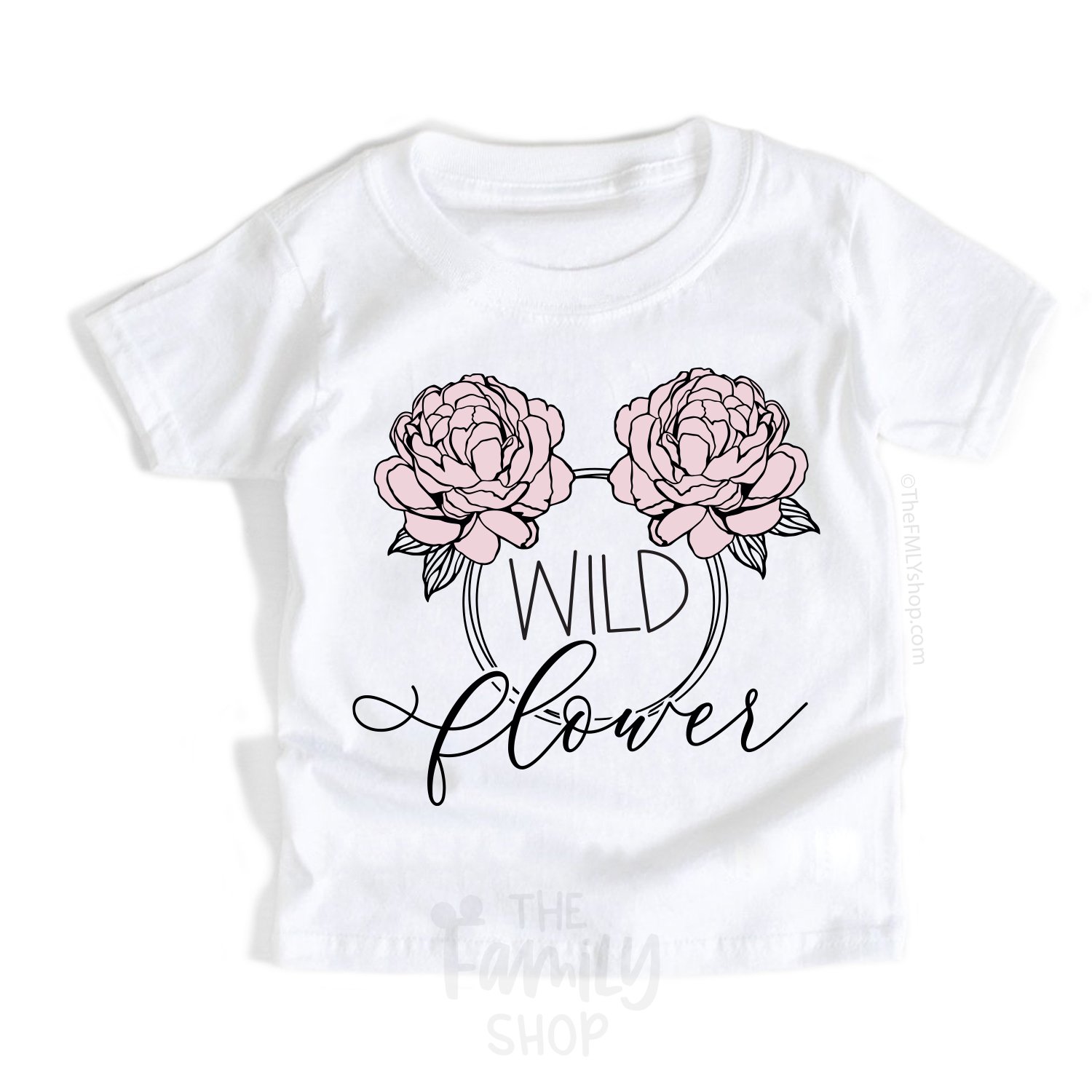 Wild Flower Minnie Mouse With Peonies Ears TShirt, Kids Size