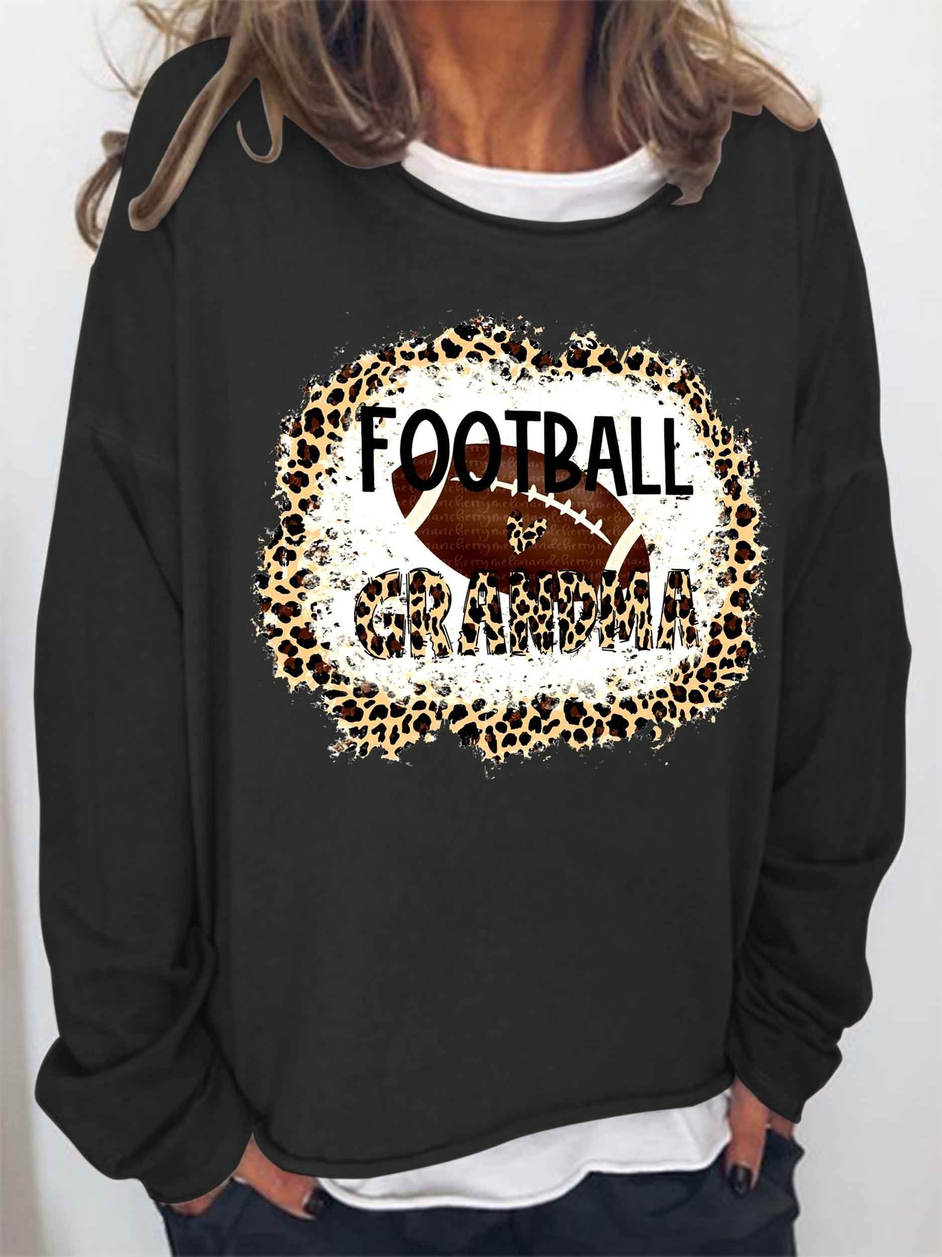 Women Touchdown Season Football Grandma Print Long Sleeve Top