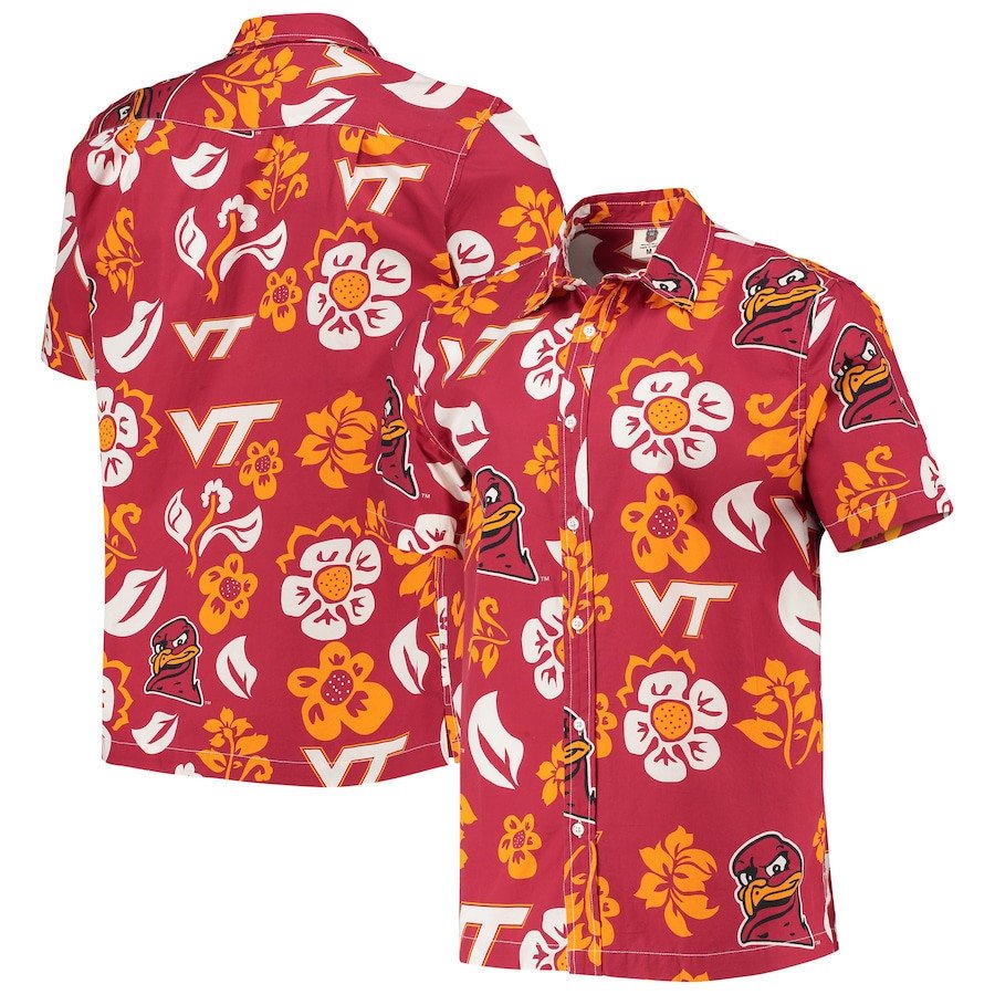 Virginia Tech Hokies Maroon Floral Hawaii Shirt Ha80603