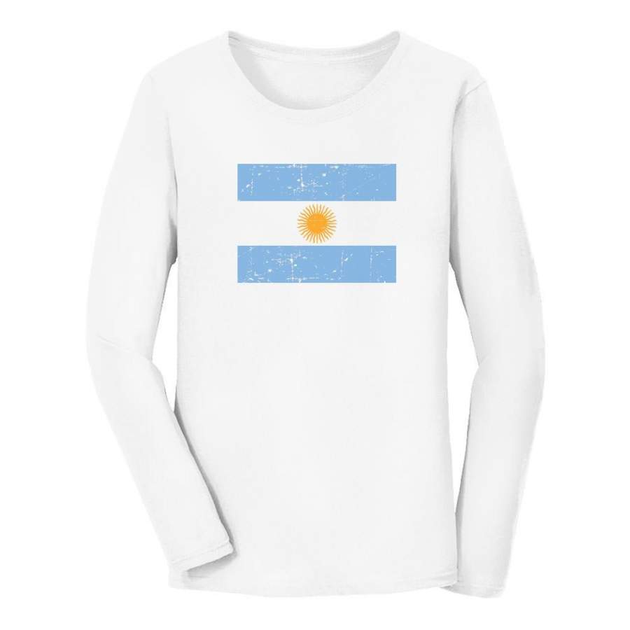 Vintage Argentina Flag Women Long Sleeve T-Shirt