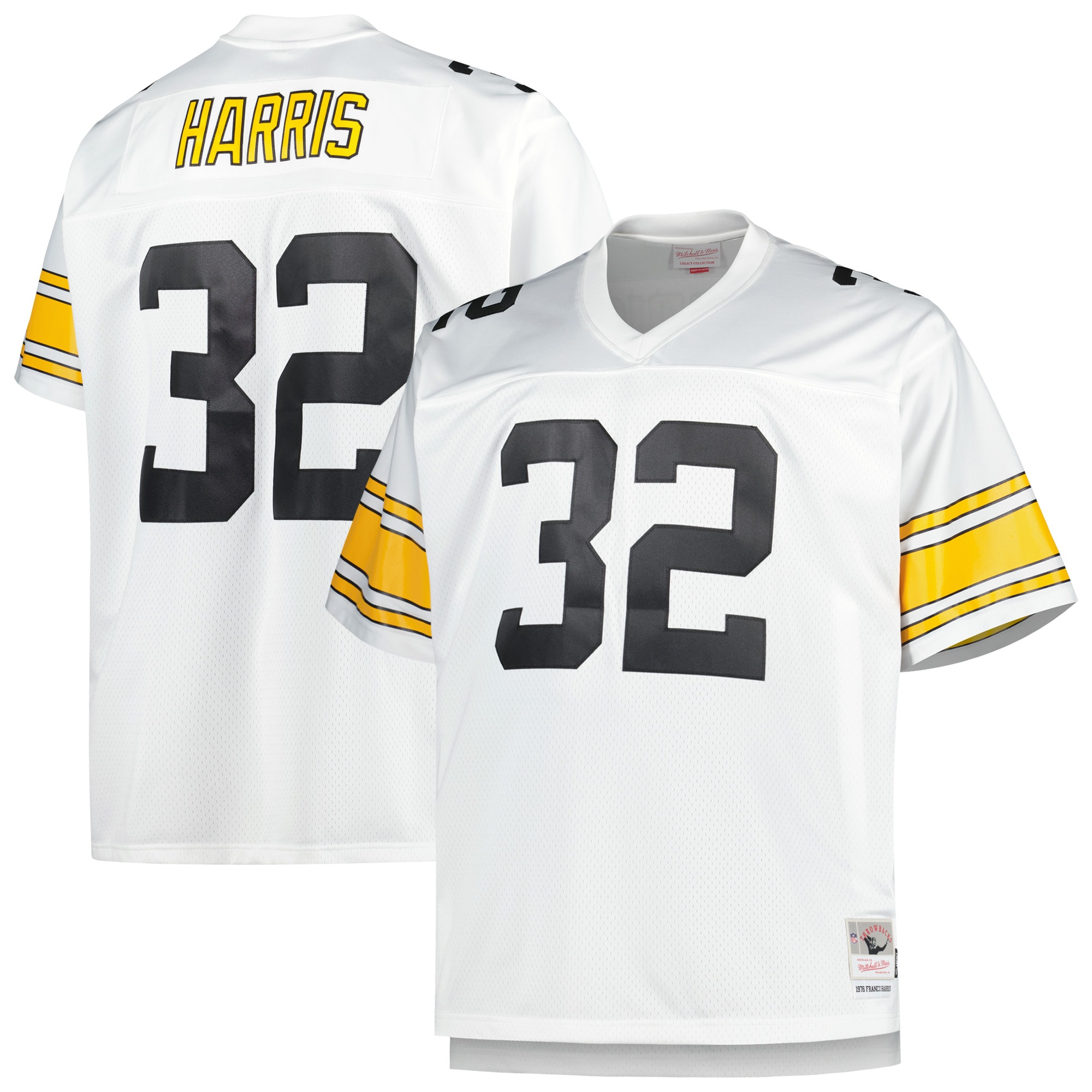 Franco Harris Pittsburgh Steelers Mitchell & Ness Big & Tall 1976 Retired Player Replica Jersey – White