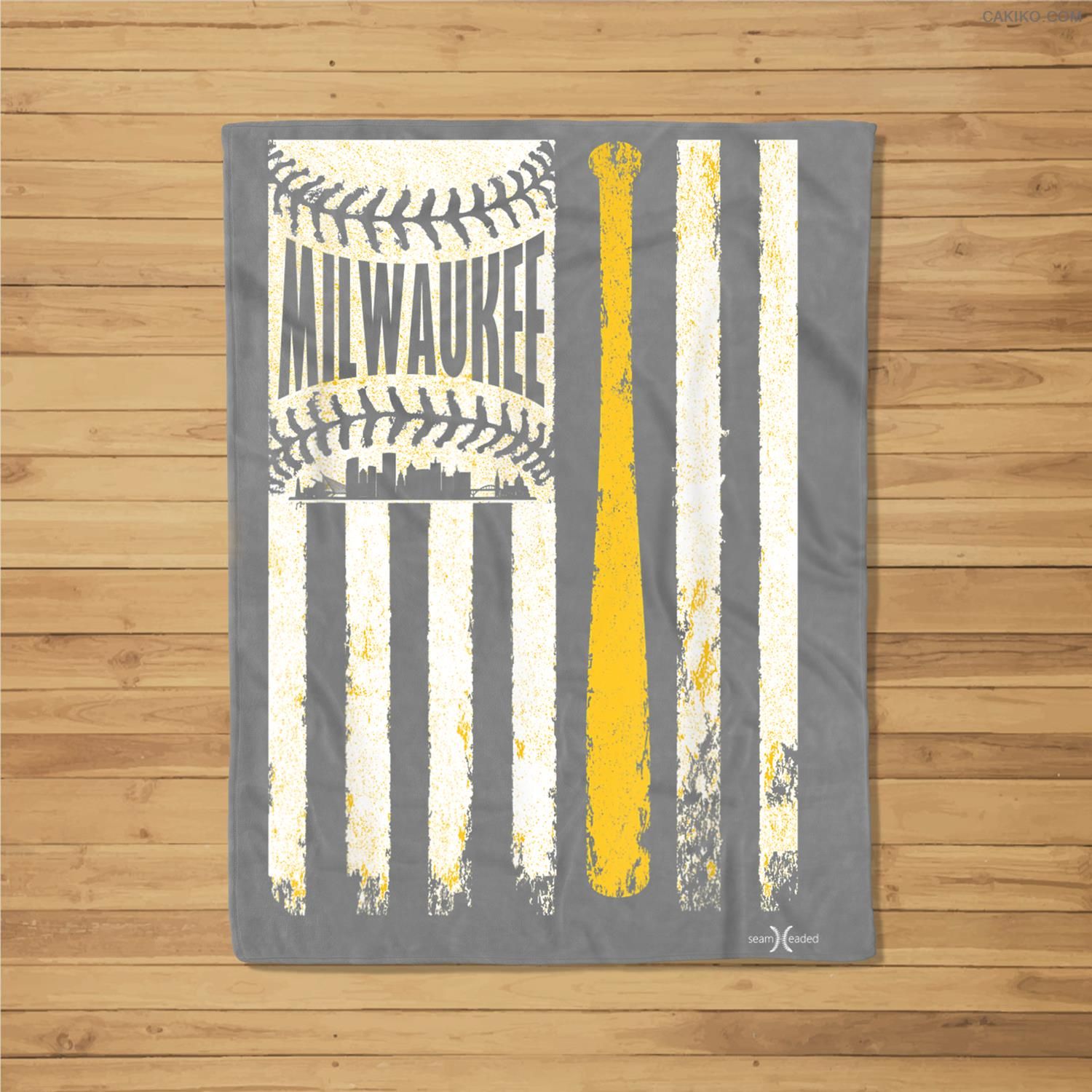 Vintage Milwaukee Baseball Flag  Patriotic Baseball Fleece Blanket