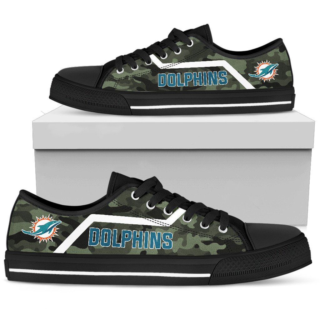 Camo Miami Dolphins Logo Low Top Shoes