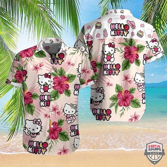 Hello Kitty Tropical Hawaiian Shirt Aloha Beach Holiday Casual Ha97274