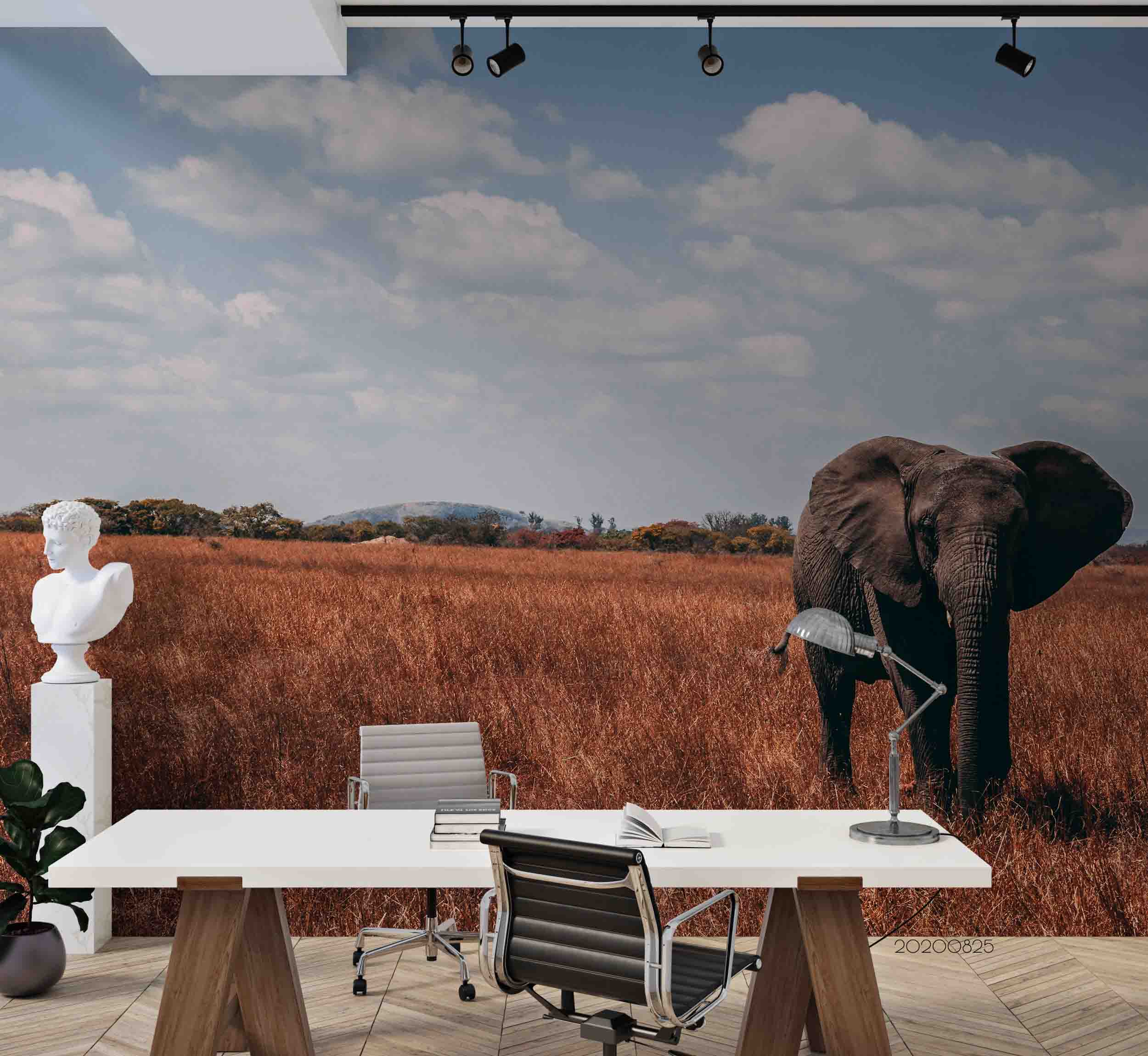 3D Sky Animal Wild Elephant Wall Mural Wallpaper 128 Lqh