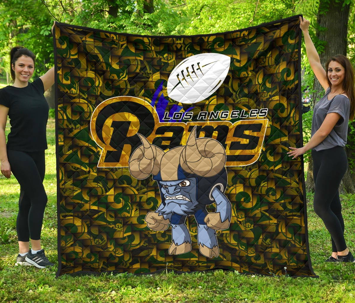 Los Angeles Rams American Football Team Angry Rusher La Rampage Patterns Premium Quilt Blanket