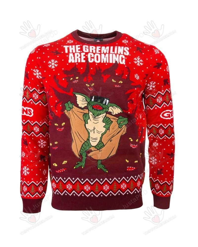 Gremlins The Gremlins Are Coming Ugly Christmas Sweater, All Over… Ugly Sweater Christmas Gift Thanksgiving Day 2022 Gift