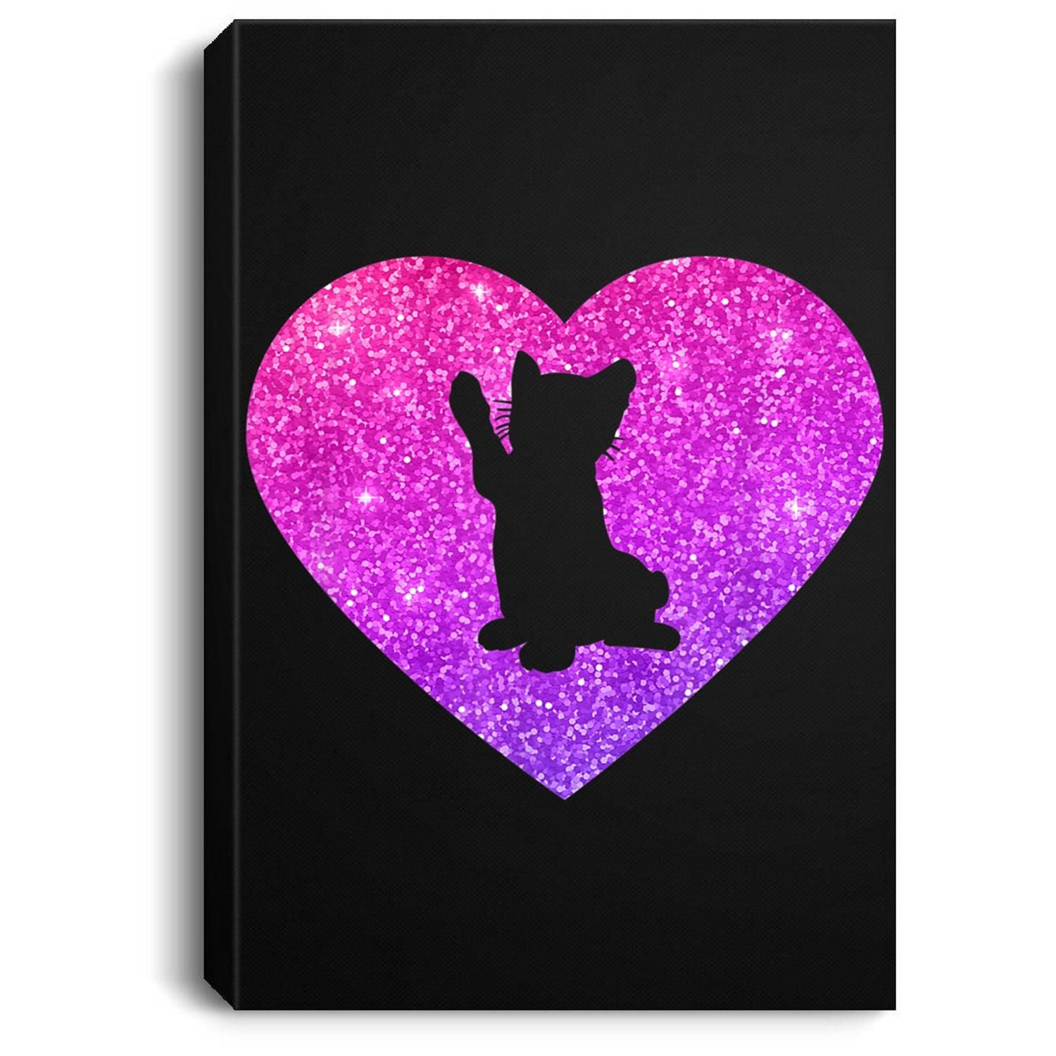 Cute Kitty Kitten Cat Heart Gift For Girls Ns And Women Portrait Canvas