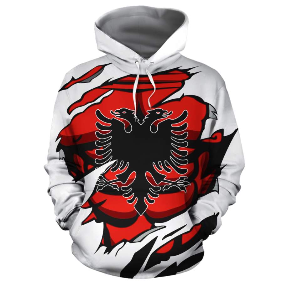 Albania In Me All Over Hoodie White NNK 1125