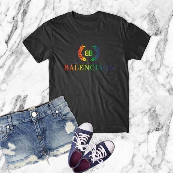 Balenciaga Bb Crest Rainbow Shirt Balenciaga Shirt Inspired Branded Clothing Shirt