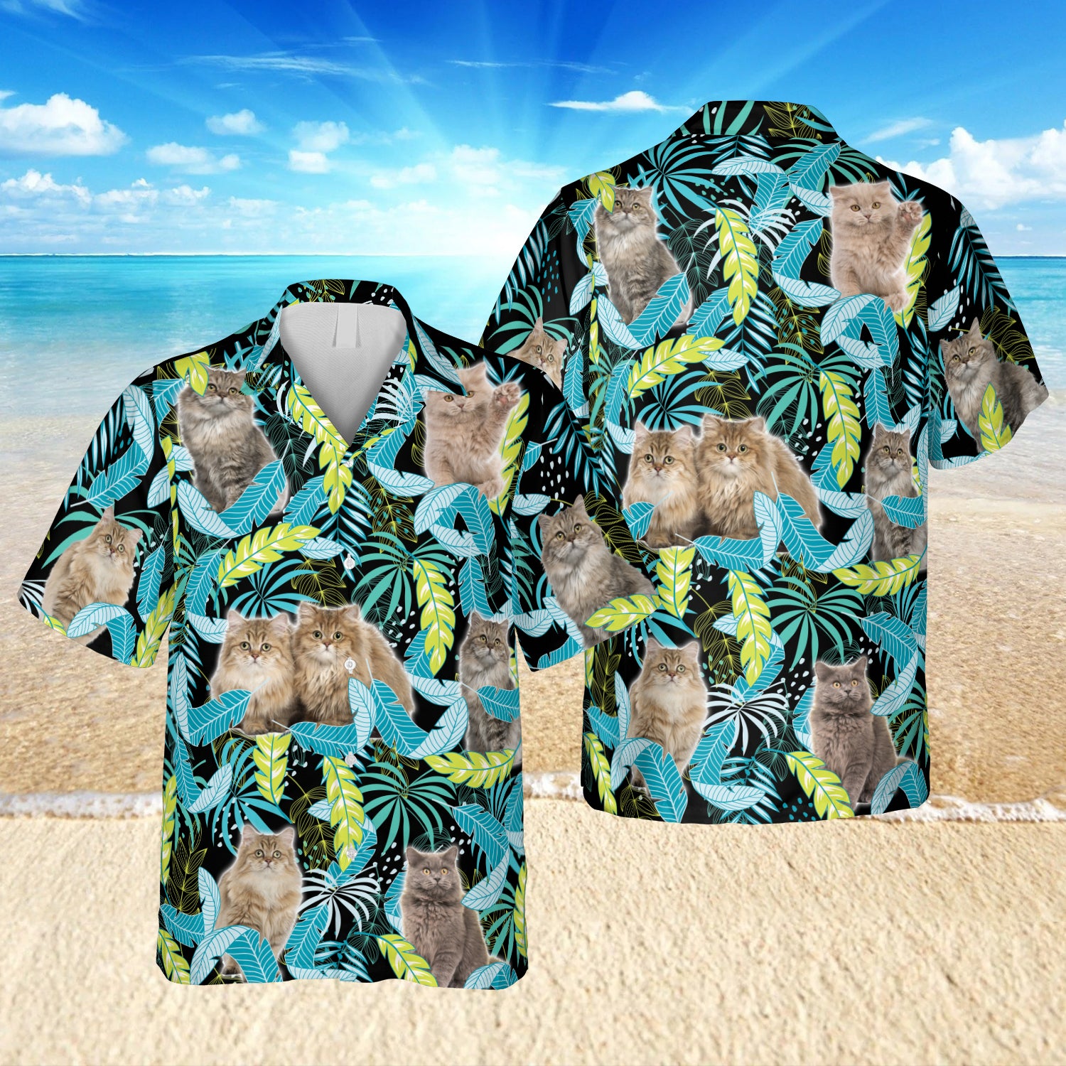 Longhair Kittens Neon Hawaii T-Shirt, Cat Mom Gift