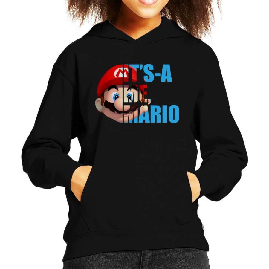 Super Mario Half Head Text Kid’s Hooded Sweatshirt