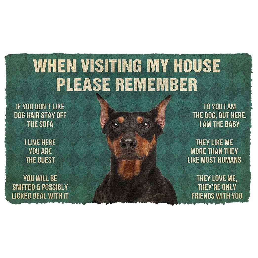 Gearhumans  GearHuman 3D Please Remember German Pinscher Dogs House Rules Doormat