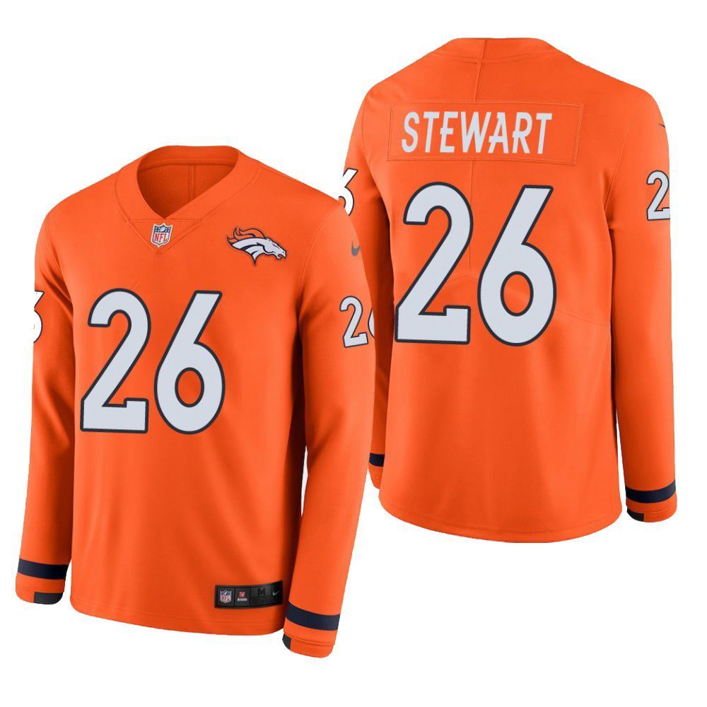 Denver Broncos Darian Stewart Therma Long Sleeve Mens Jersey Orange