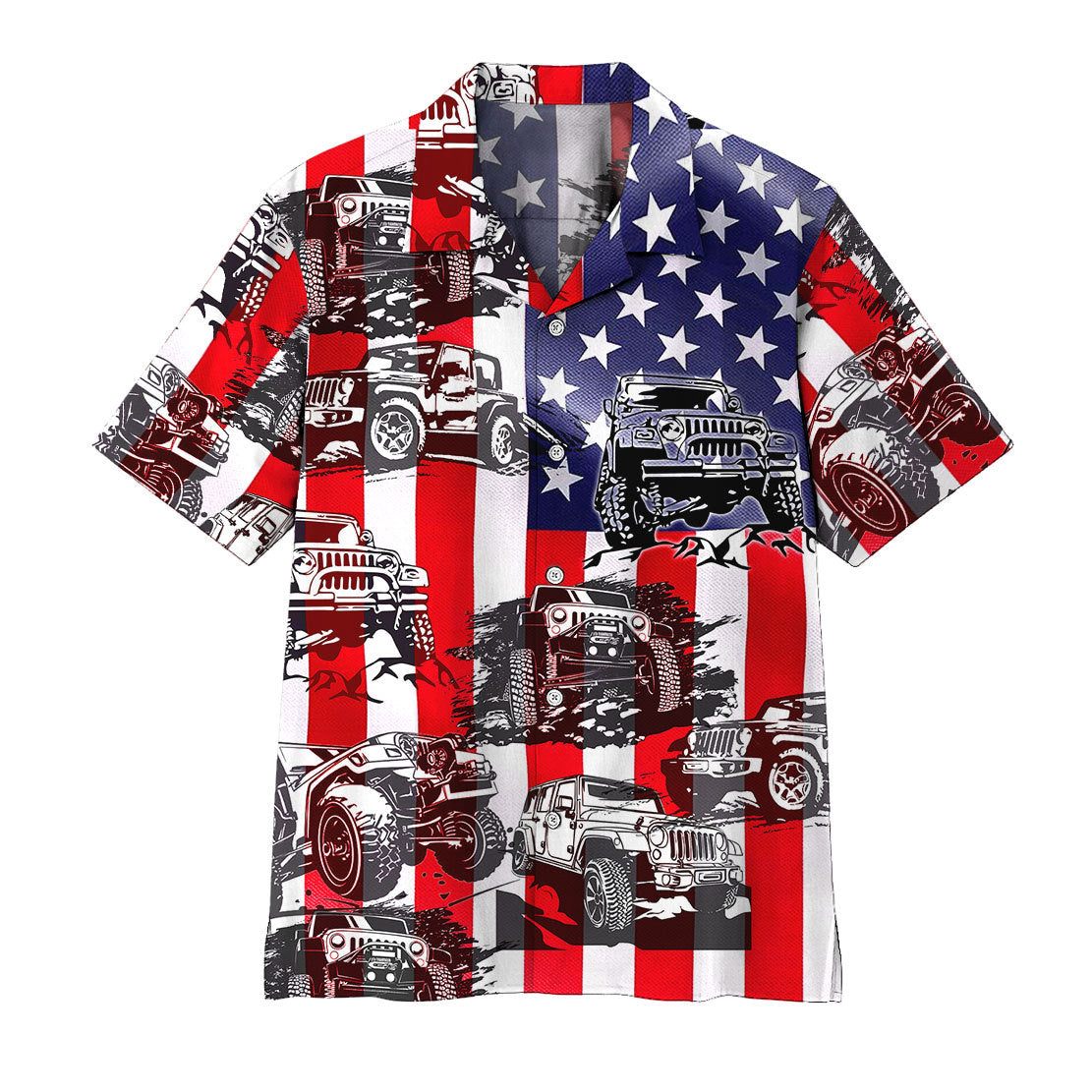 Gearhumans Jeep American Flag Hawaiian Shirt Ha6065