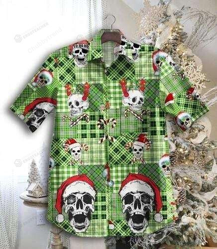 Skull Santa Claws Green Christmas Hawaiian Shirt