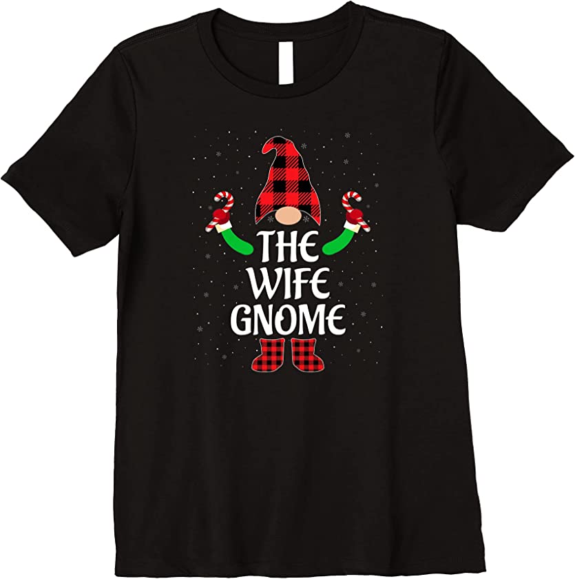 Womens Funny The Wife Gnome Matching Family Ugly Christmas Pajama Premium T-Shirt