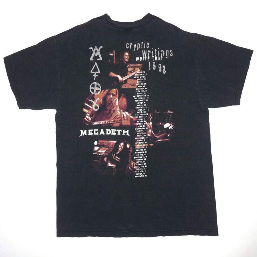 Vtg Megadeth Cryptic Writings 1998 World Tour T-Shirt