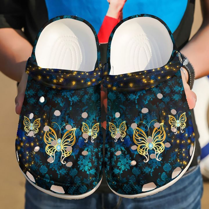 Butterfly Golden Sku 380 Crocs Crocband Clog Comfortable For Mens Womens Classic Clog Water Shoes