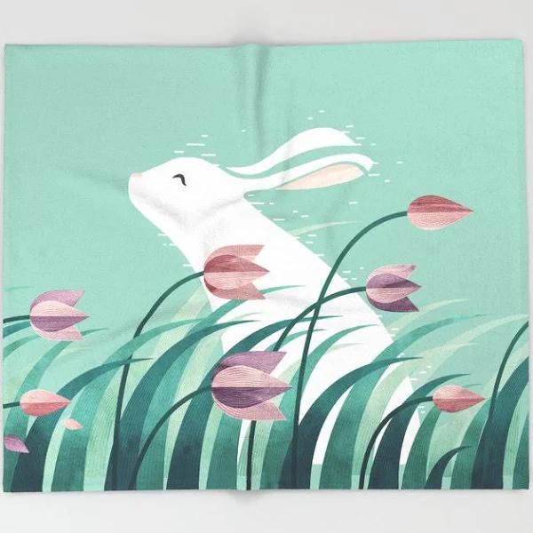 Throw Blanket | Rabbit, Resting Fleece Blanket, Blanket Sofa Bed, 3D Blanket