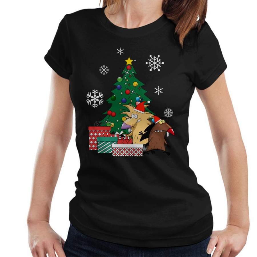 Angry Beavers Around The Christmas Tree Women’s T-Shirt